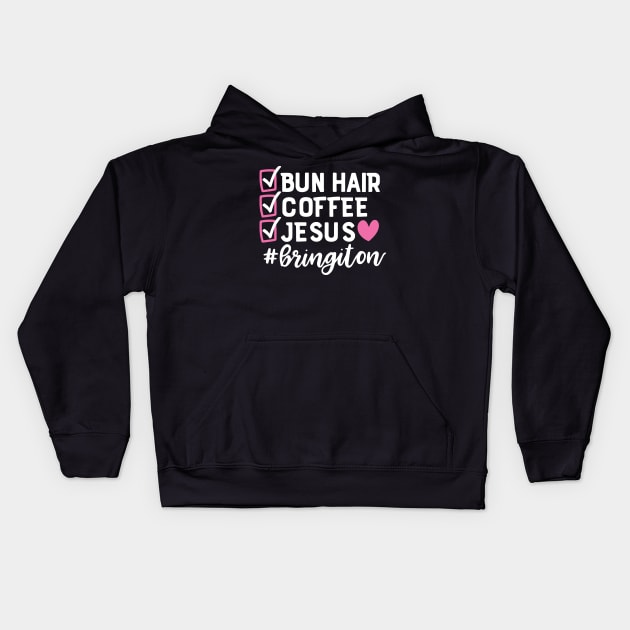 Bun Hair Coffee Jesus Kids Hoodie by authorytees